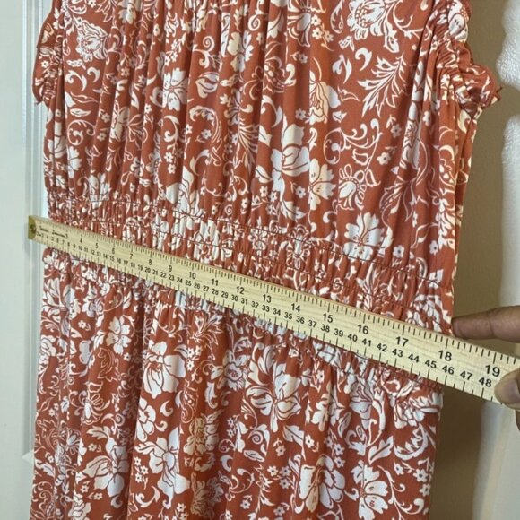 LUCKY BRAND Apricot Floral print Midi Dress Boho Sleeveless - Picture 9 of 14